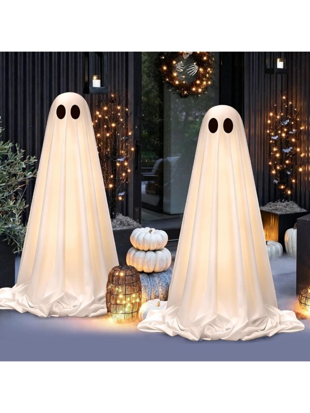 Light Up Ghost Decorations - 2 Pack Spooky Sounds for Halloween Indoor/Outdoor